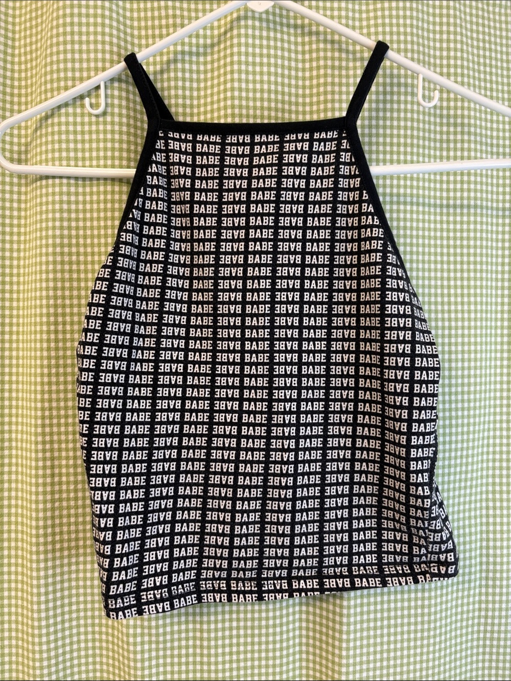 Black and White “Babe” Print Square Neck Tank Top